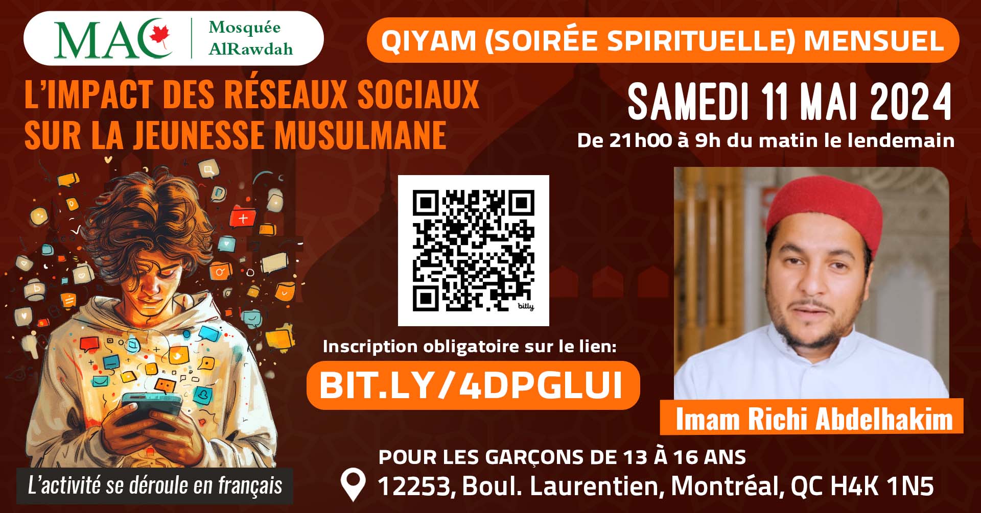 L’impact des réseaux sociaux sur la jeunesse musulmane - Samedi 11 mai 2024, 21h - alrawdah MAC