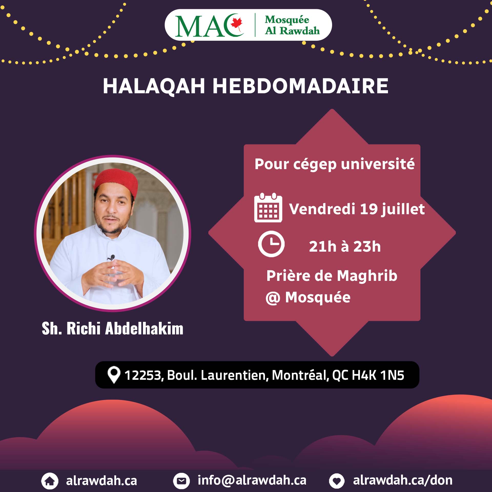 Halaqah hebdomadaire, 19 juillet 2024 - (cégep université)