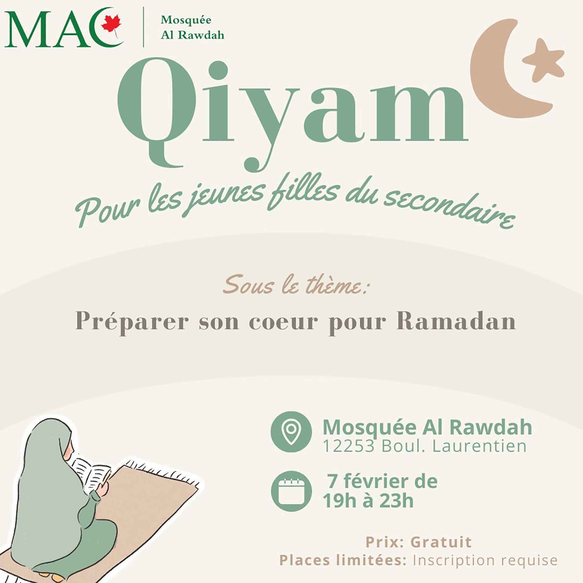 Qiyam pour les filles du secondaire, Préparer son cœur pour Ramadan