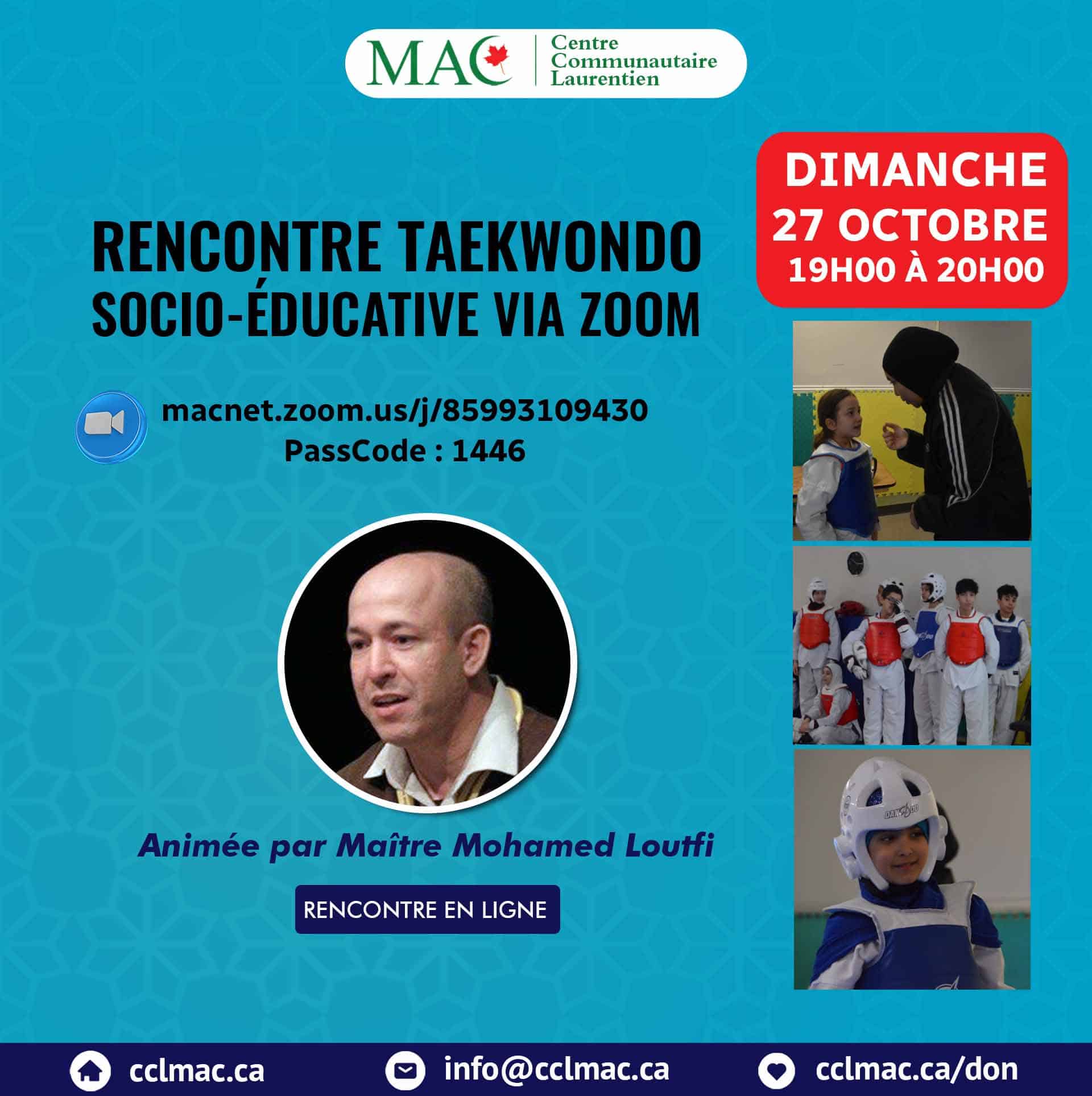 Rencontre Taekwondo socio-éducative via Zoom - Maître Mohamed Loutfi