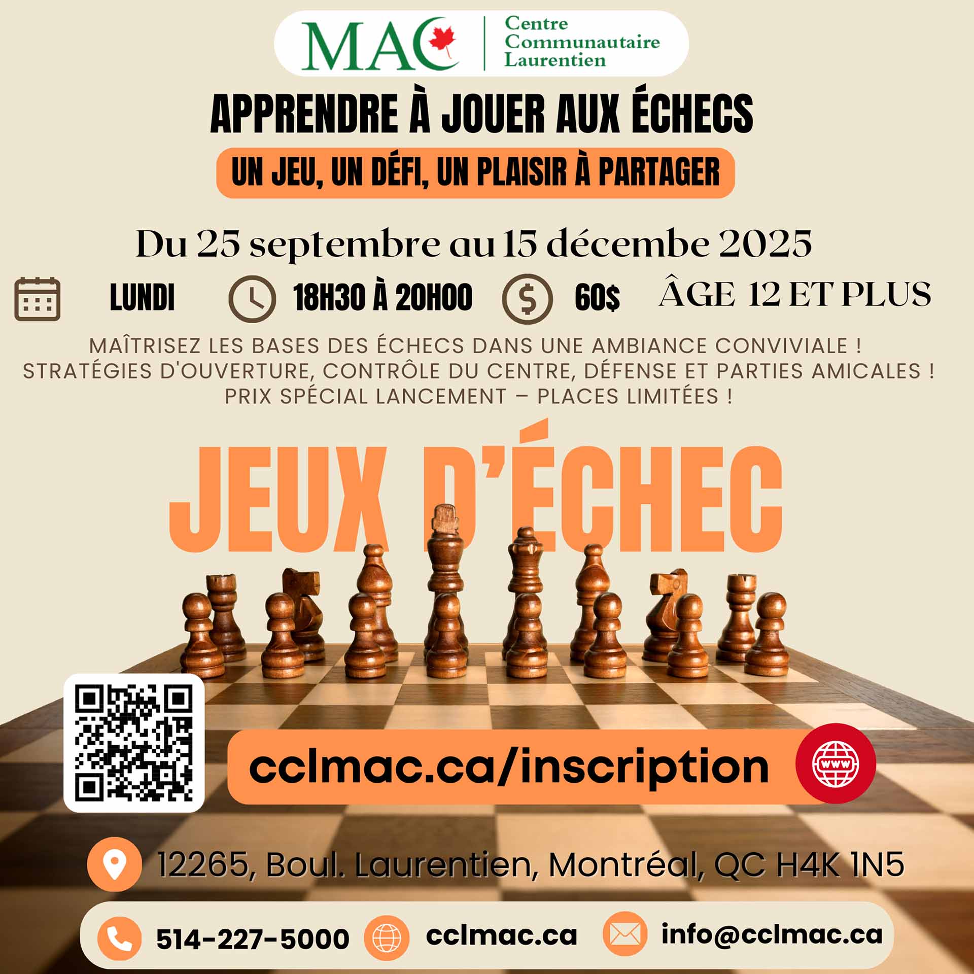 Apprendre à Jouer aux Échecs (automne 2025)