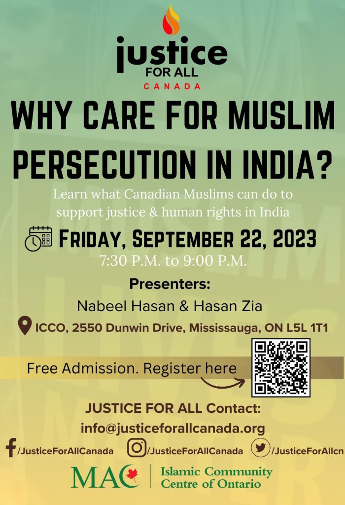 Justice For All Canada Presents: Why Care for Muslim Persecution in India?